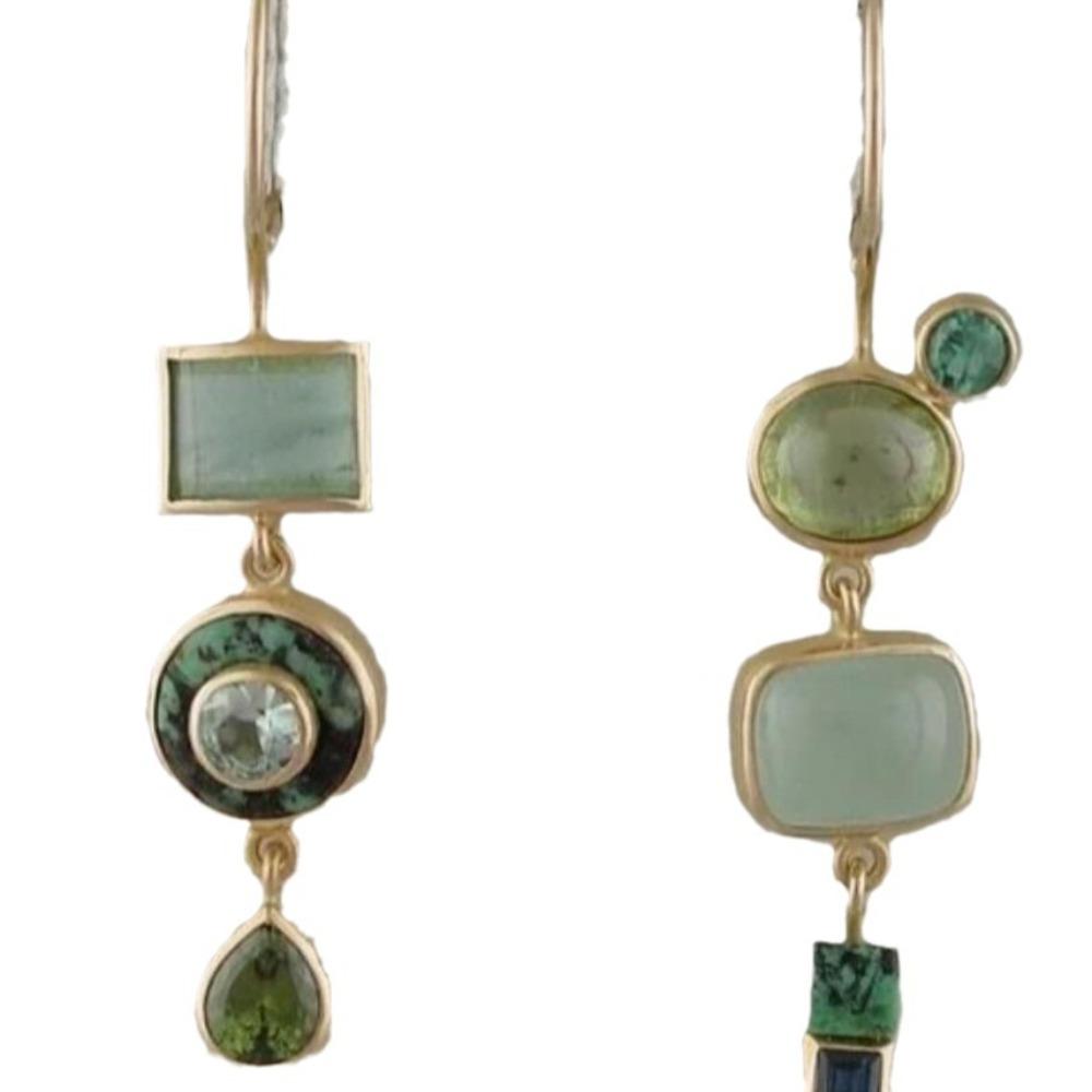 Dysymetria Asymetryczne Kolczyki Wiszące na Ucho Zielona Biżuteria Modowa Nowe Kolczyki w Kolorze Zielonym Vintage Kobiety