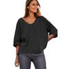US Shiying Simple and Versatile V-neck Short sleeve T-shirt Women 2025 Summer New Solid Loose Pullover Women