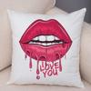 Funda de almohada de labios sexy para mujer, decoración de sofá, hogar, coche, funda de cojín con estampado de pintalabios de dibujos animados