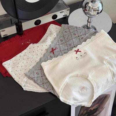 Roupa íntima de algodão infantil fofa estilo japonês para meninas, antibacteriana, entrepernas estendido, calcinha de cintura média