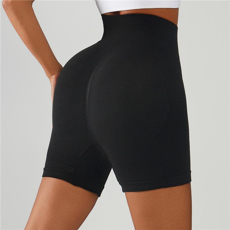 TIK TOK Модные Высокопосадочные Быстросохнущие Шорты для Йоги для Женщин - Эластичные, Дизайн  Персиковая Попа  L чёрный