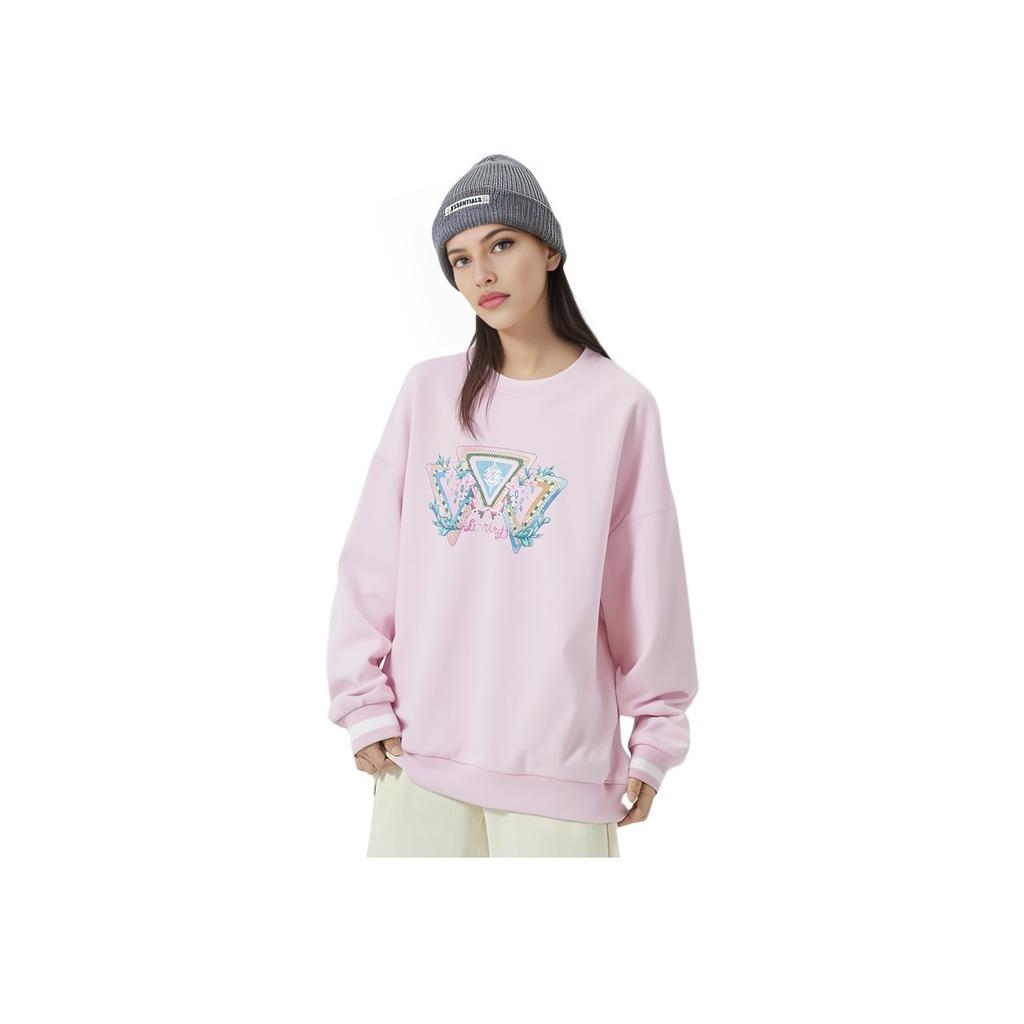 Li Ning Sports Lifestyle Series Graphic Print Sweatshirt Women Sweatshirt Lotus-Pink Purple AWDT374-3