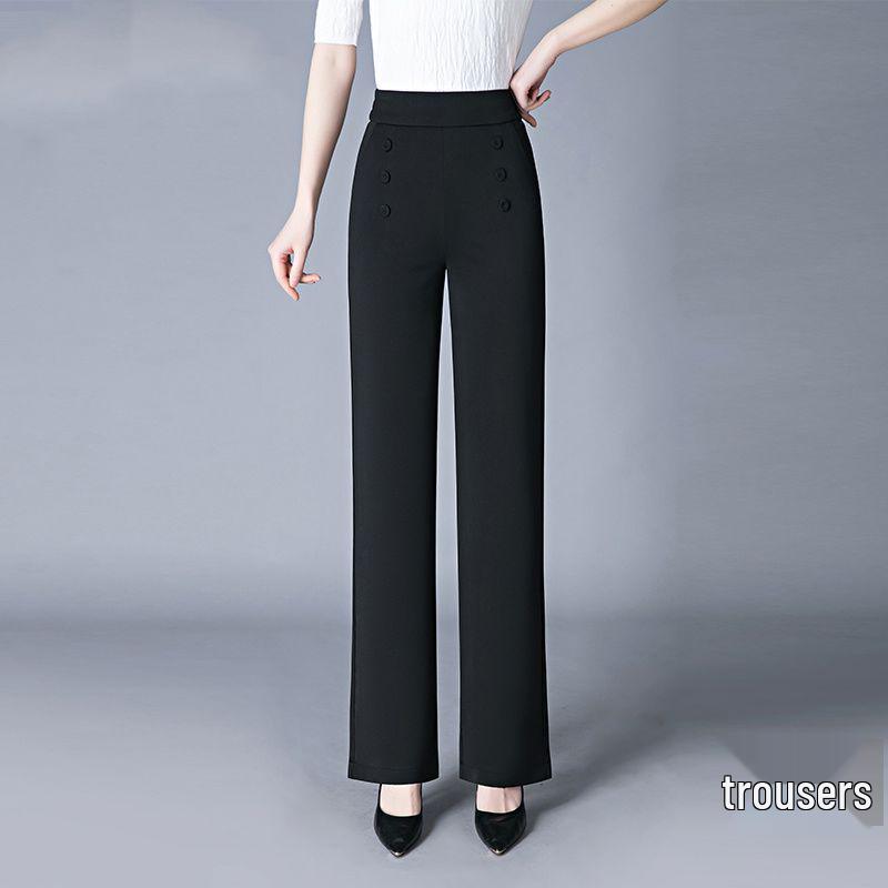 

Women s High Waist Slimming Wool Wide Leg Pants with Pockets - Versatile Spring Collection S - 80-95 lbs