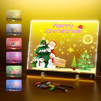 Kid Magic Blackboard LED Luminous Drawing Toy Transparent Light Draw Graffiti Coloring Art Acrylic Board Montessori Birthday Gif