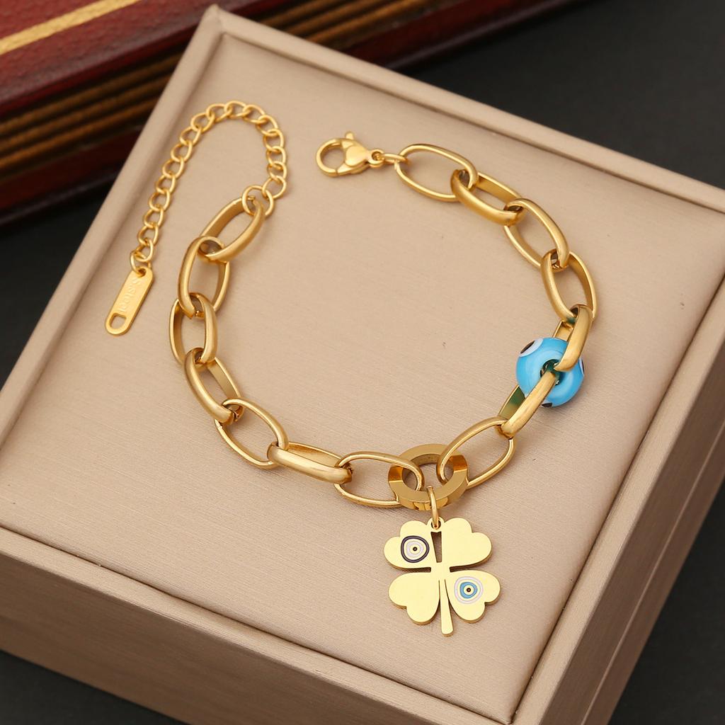 New Cross-border Jewelry Fashion Flower Stainless Steel Pendant Unique Eye Necklace Minimalist Clavicle Chain