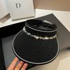 Summer Small Fragrant Wind Fine Flash Bright Silk Eaves Empty Top Hat Fashion French Celebrity Style Colored Diamond Vinyl Sun Hat