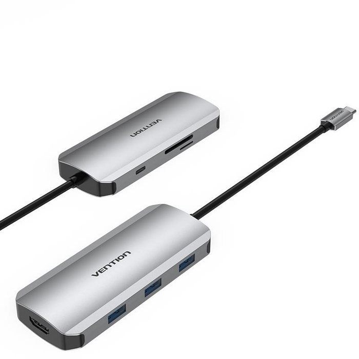 

Vention 7-in-1 USB-C to HDMI / 3x USB 3.0 / SD/TF / PD Docking Station gray 0.15M aluminum alloy Typ