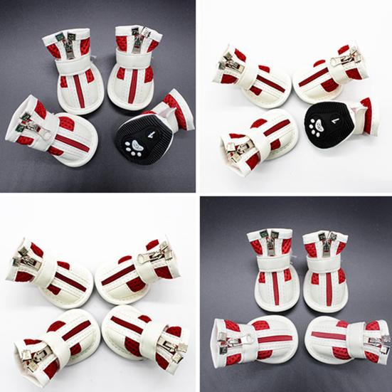 Pet Puppy Teddy Mesh Dragkedja Sneakers Andas Magic Tape Stängning Cat Dog Skor