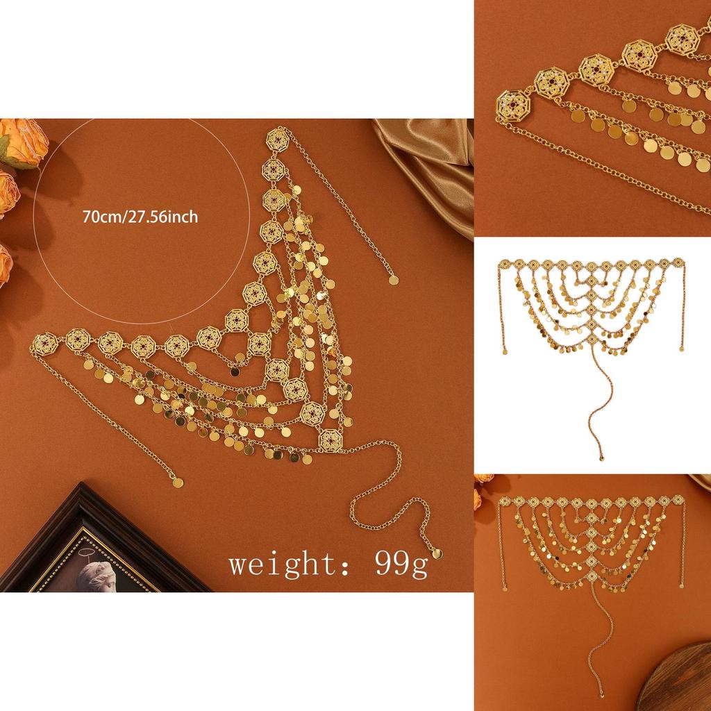 Middle East Gold Alloy Headband With Dangling Tassels For Women Travel Gift