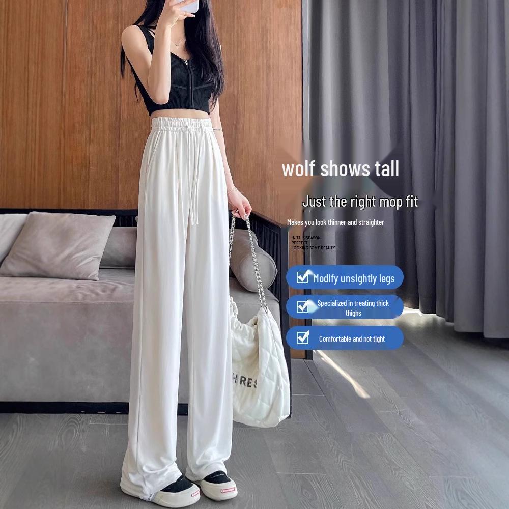 Women's High-Waist Straight-Leg Pants - European Cotton Velvet, Slimming and Drapey for Spring and Autumn 2025