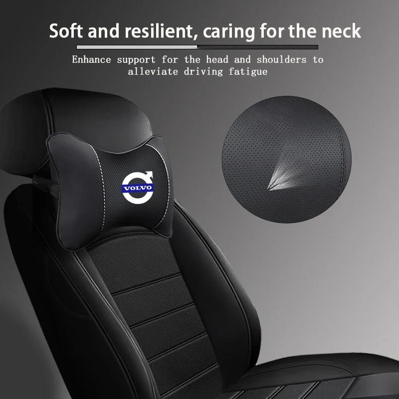 Leather Car Seat Headrest Memory Foam Comfort Neck Pillow Auto Interiors For Volvo Rdesign XC60 XC40 V60 V40 EX30 XC90 S60 V50