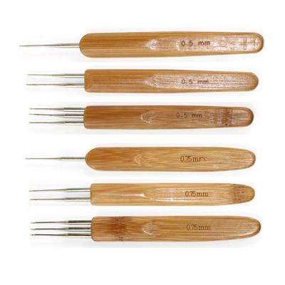 0.5mm 0.75mm 1Pc Dreadlock Needle Bamboo Handle Crochet Hook DreadsLock Hair Sewing Weaving Tool
