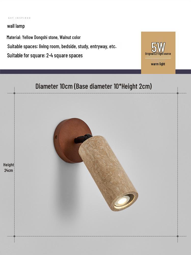 Wabi-Sabi Style Yellow Travertine Adjustable Ceiling Light for Living Rooms and Hallways