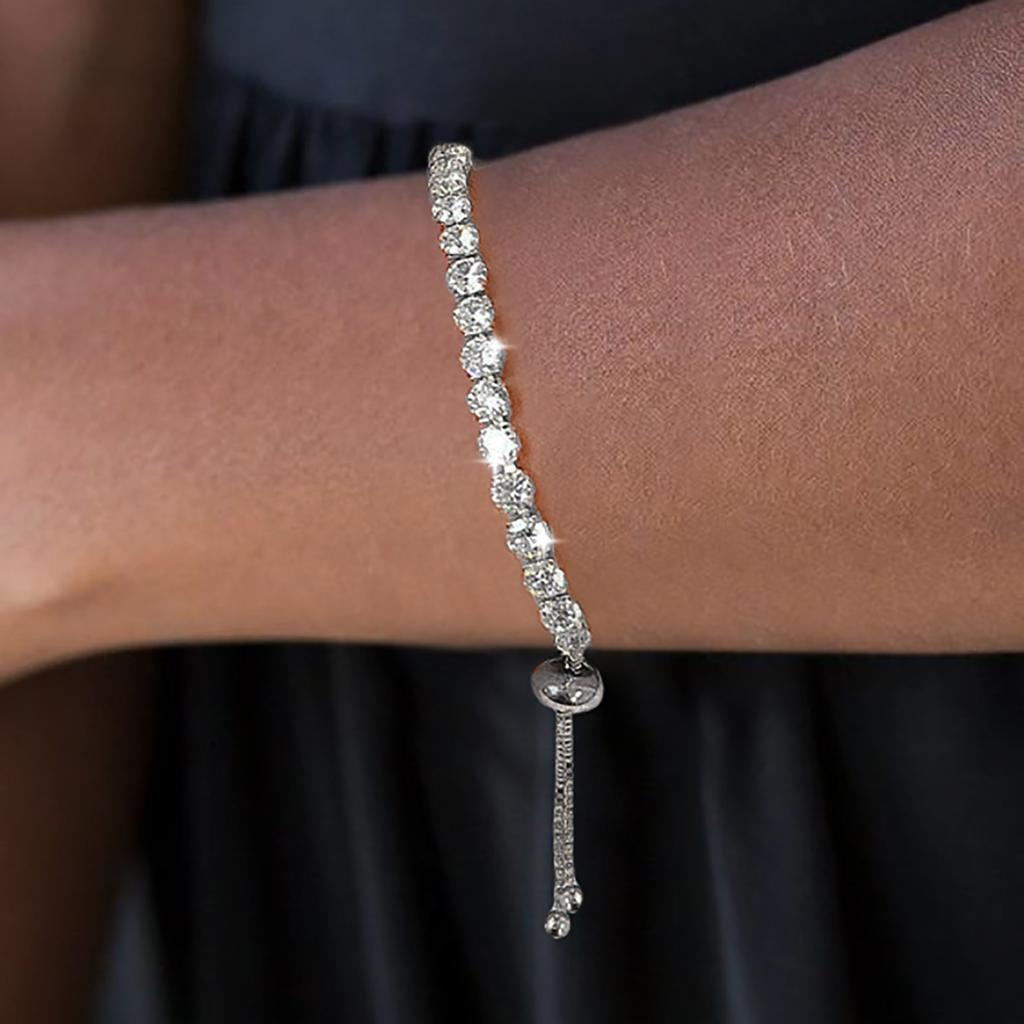 Adjustable 4MM Round Rainbow Zircon Tennis Bracelets for Women Men Fashion Silver Color Crystal Chain on Hand Trend Jewelry H133