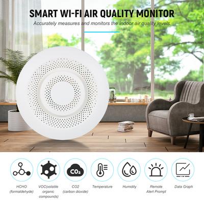 Moniteur intelligent de qualité de l'air Wi-Fi, testeur de qualité de l'air intérieur, avec alarme d'application et enregistreur de données pour