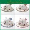 Kids Sun Hat With Large Brim Cotton Cartoon Bear Pattern For Baby Sun Protection