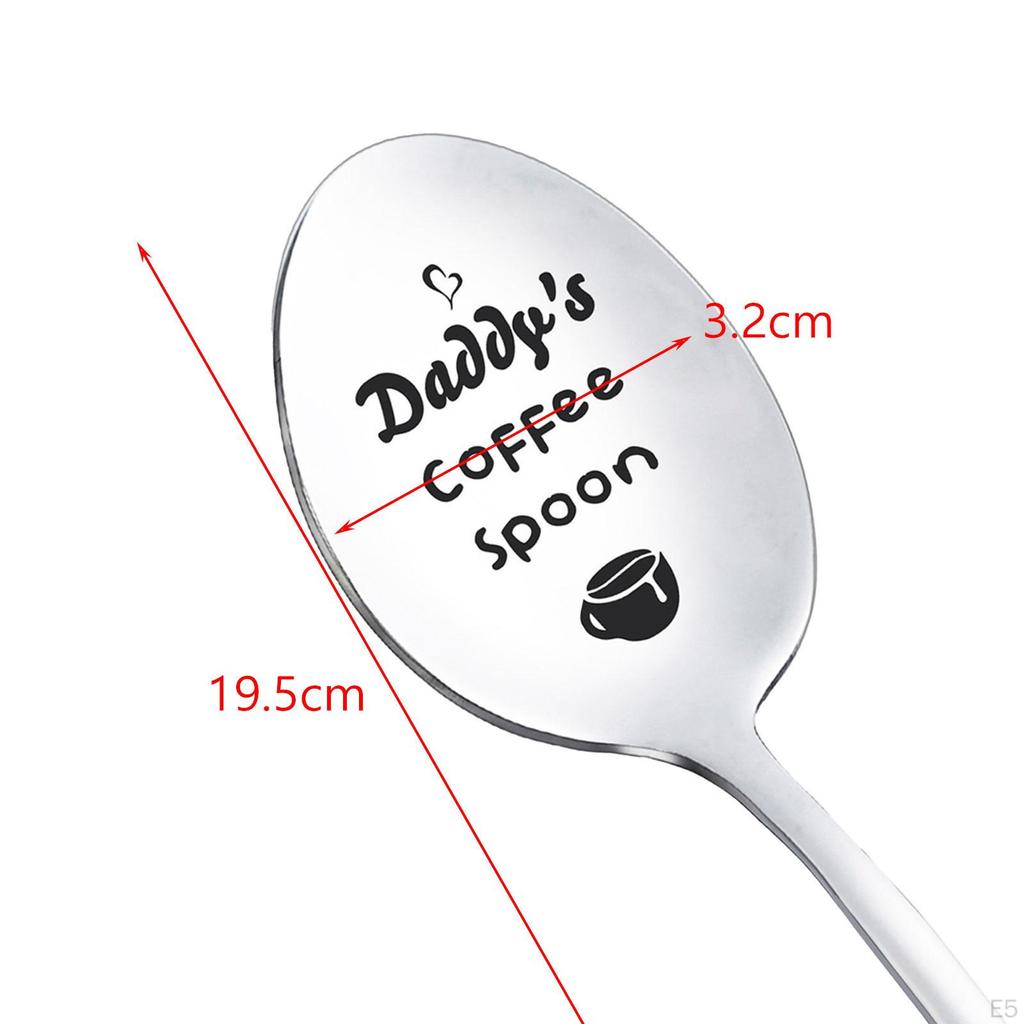 Engraved Stainless Steel Spoon Fathers Day Gifts for Dad Portable Coffee Tea Cooking Utensil