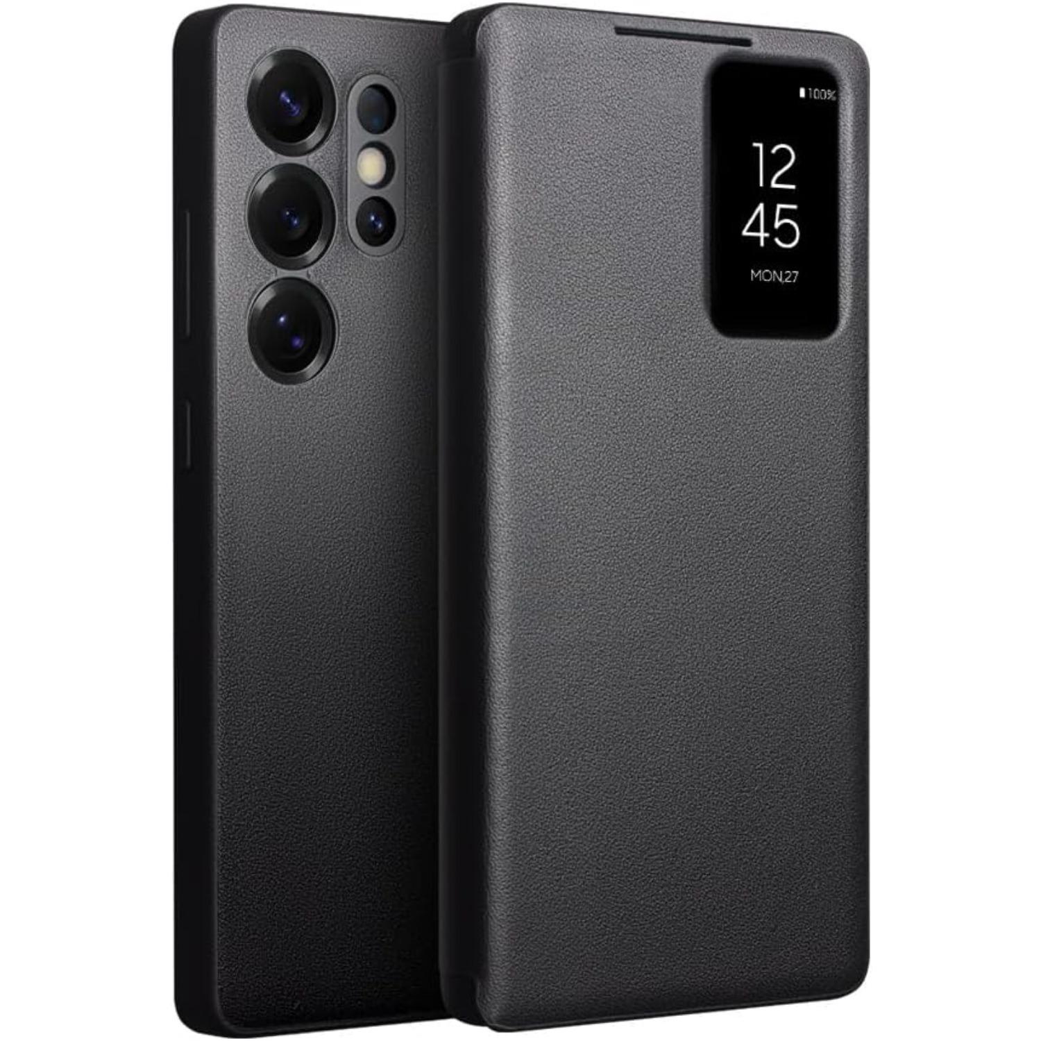 

Genuine Leather Smart Case for Samsung Galaxy S25 Ultra Light Phone Cover with Smart View Case for S25 Ultra(Only for S25 Ultra Black) S25 Ultra 6.9'' чёрный