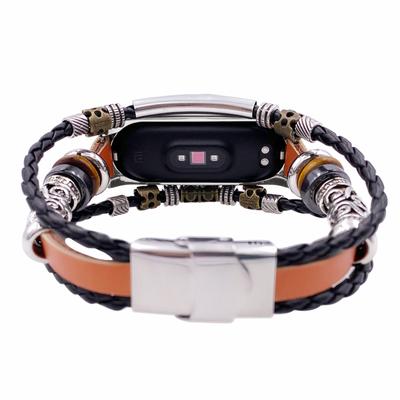 Retro-Armband-Ersatz für Mi Band 6/6 NFC-Armband, kompatibel mit Xiaomi Mi Band 5 Leder
