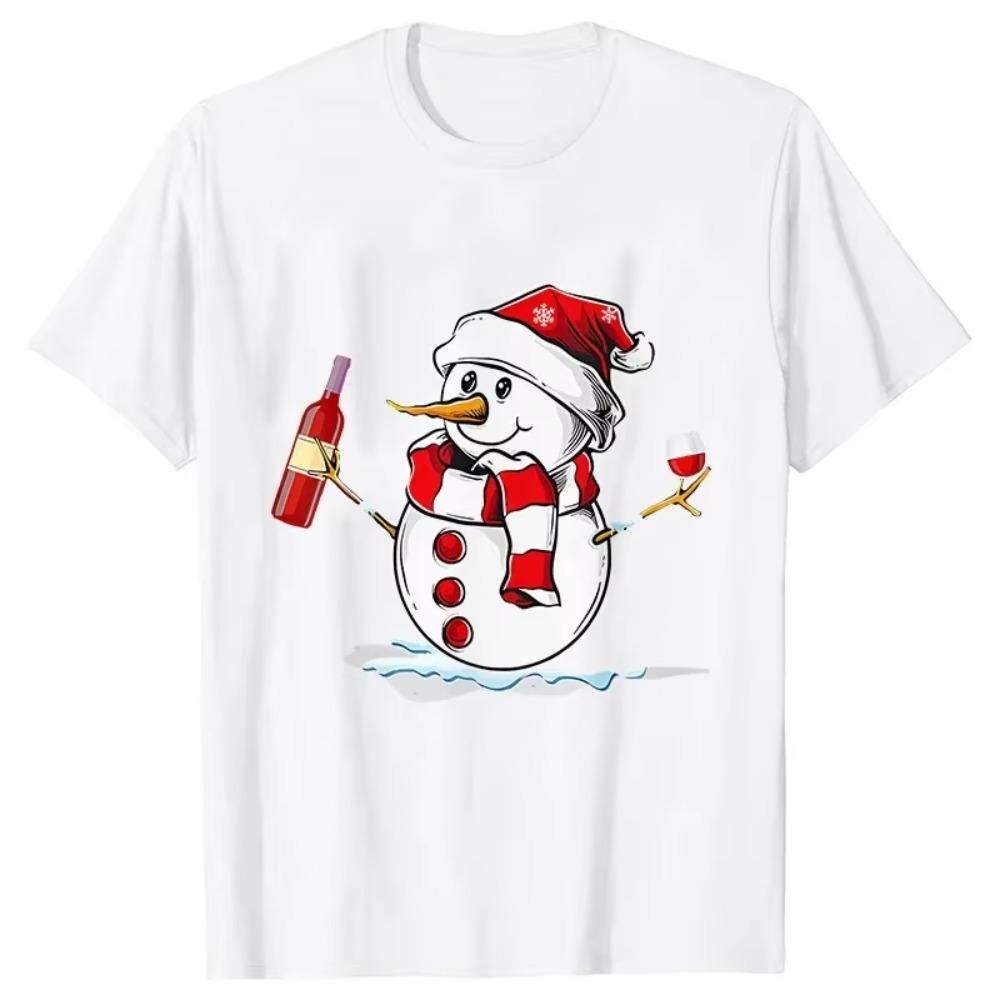 Fashion Trend Xmas Men T-shirt Christmas Wine Graphic Y2k Tops Fashion Harajuku Male T Shirt Christmas Gift Ladies Tshirts