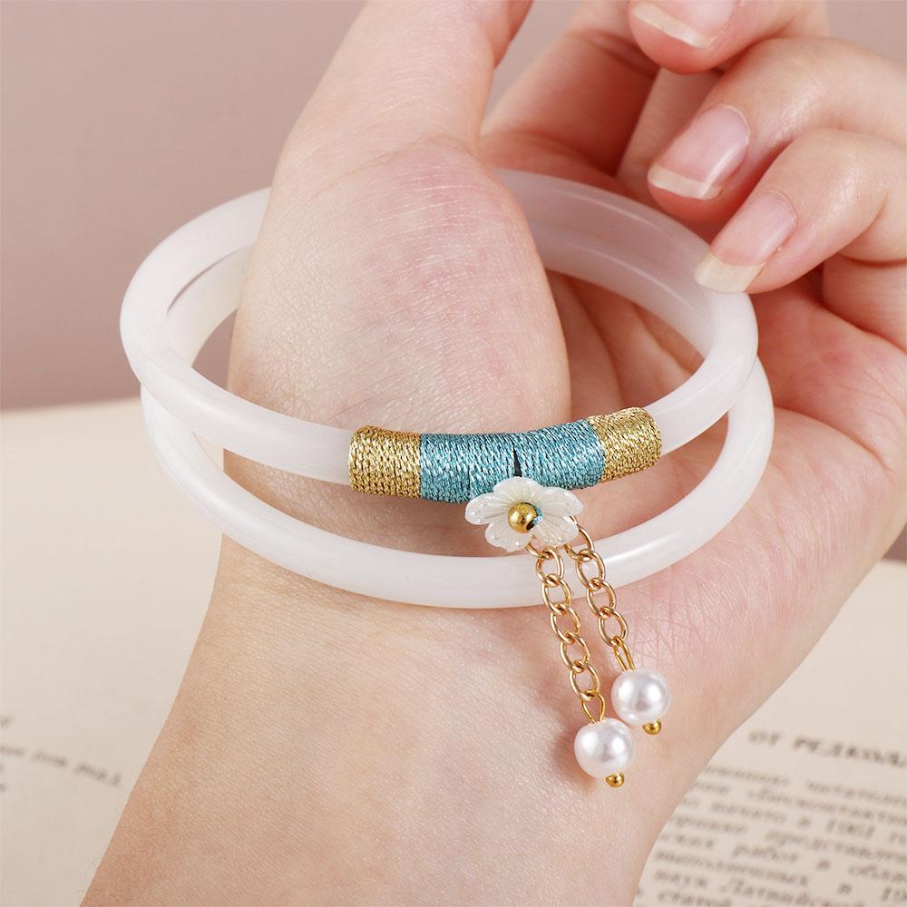 Girls National Style Women Bangles  Stone Bracelet Chinese Style Jewelry Antique Bracelet