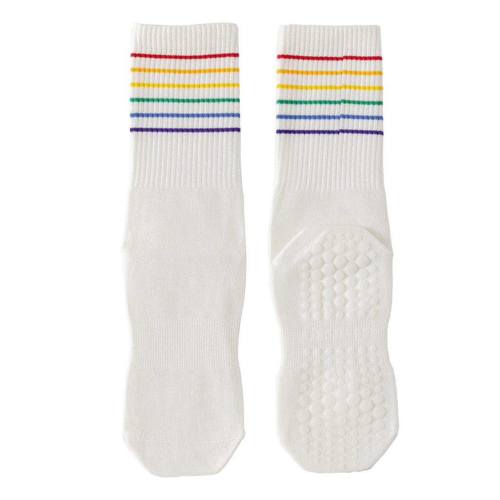 Two Wolves Women's Non-Slip Ballet Yoga Socks, Mid-Calf, Pure Cotton, Sweat-Absorbing, Anti-Odor.