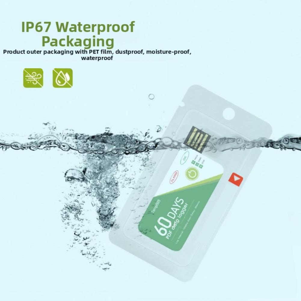60 Day Disposable Temperature Data Logger with USB Port and Auto PDF Report Generation for Cold Chain and Storage Use