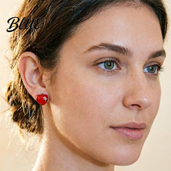 Durable Enamel Jewelry 1 Pair Stud Earrings Fruit Asymmetric Design