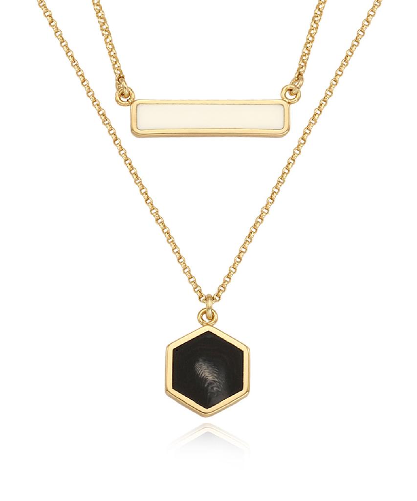 Rita Monica Formica Layered Necklace Hexagon