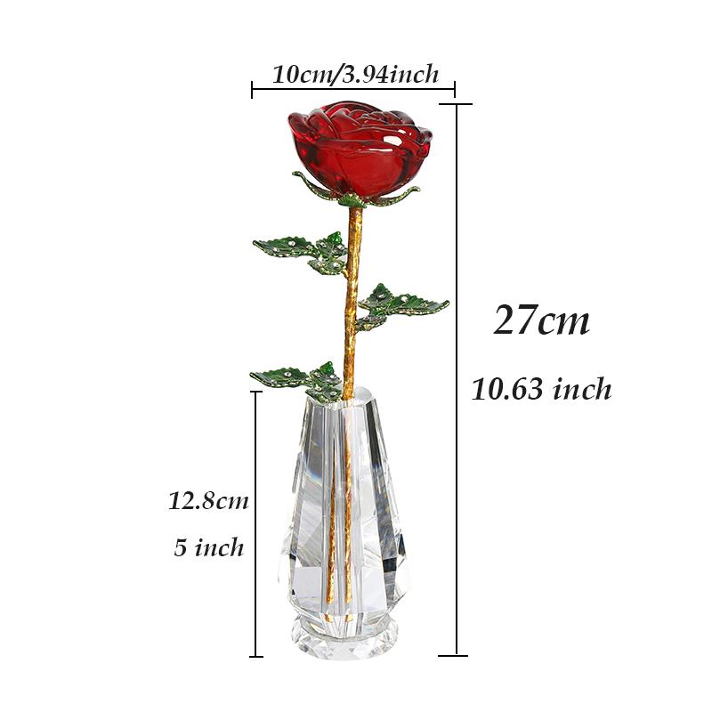 Crystal Red Rose Flower Collectible Souvenir Christmas Valentine's Day Favors Wedding Gifts For Wife Room Home Decoration