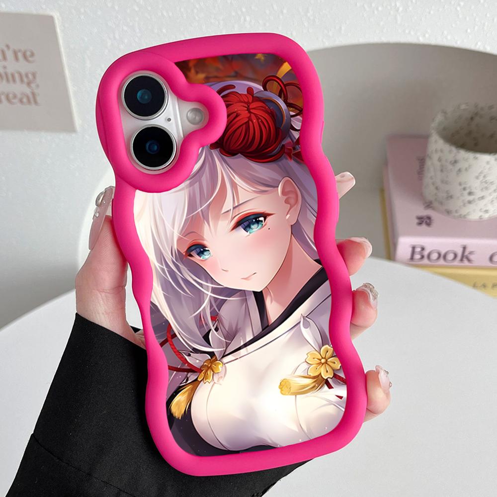 Azur Lane Shoukaku Phone Case for iPhone 17 16 15 14 13 12 11 Air Pro Max Plus Red Soft TPU Wavy Edge Cover iPhone 14
