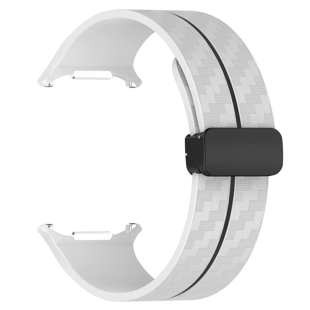 Carbon Fiber Pattern Strap for Samsung Galaxy Watch 7 Ultra 47mm Magnetic Clasp Band for Galaxy Watch 7 Ultra Silicone Bracelet