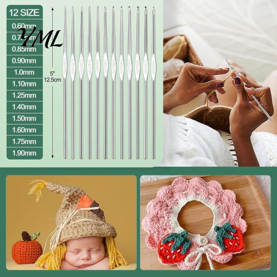 Easy to Use Crochet Tools for Kids 59Pcs/Set Kit, Ergonomic Hooks Yarn Accessories Set Portable Craft Storage Case with Bag, Complete Tool Kit
