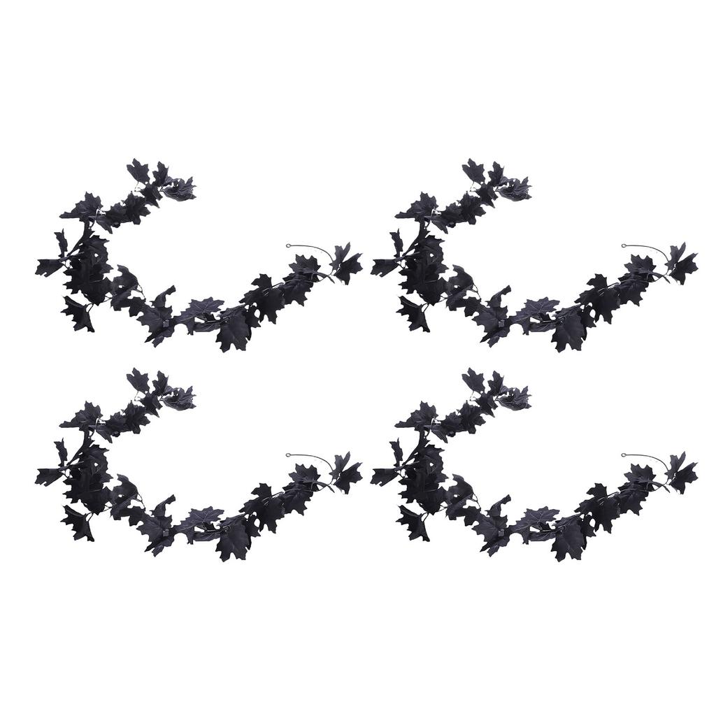 4pcs Fall Maple Leaf Garland Hanging Black Fall Leaves Vine Artificial Autumn Garland Decor for Home Party