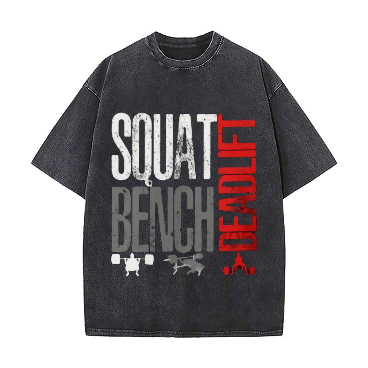 Gym Trio Fitness Art Casual Washed Distressed T Shirt Vintage Minimal Short Sleeve Top S