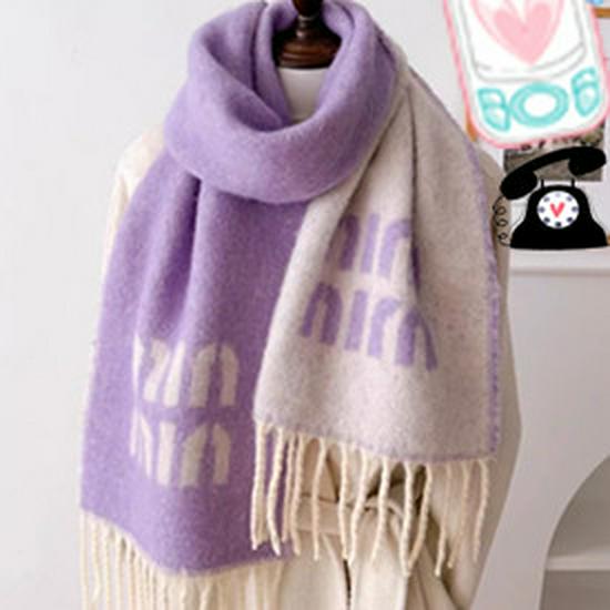 2024 Solid Color Wool Letter Scarf for Couples: Warm Autumn/Winter Tassel Design for Men & Women