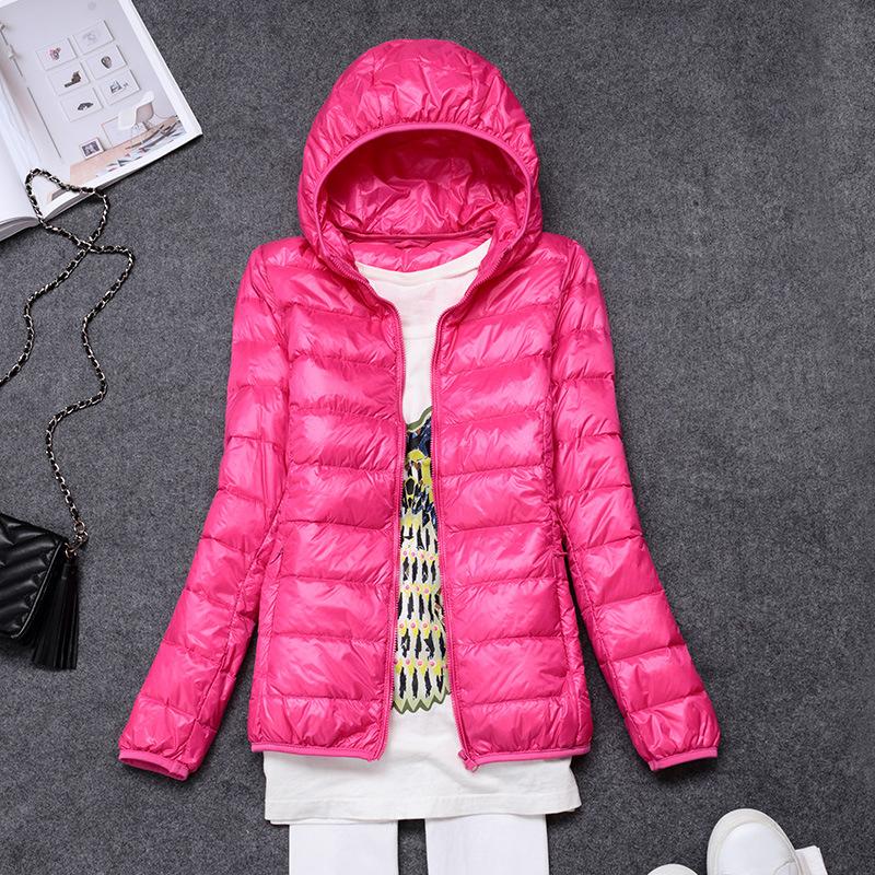 Light down jacket women's short new thin hooded portable large size jacket winter fashion