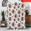 2D Flat Printing 1pc Cute Highland Cow Floral Snowball Flannel Blanket Single-sided Print Suitable for Sofa Bedroom Home Office Ca
