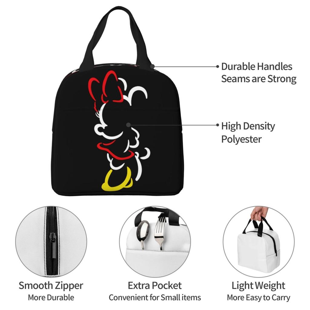 Mickey Mouse Lunch Bag with a Zipper Closure. This Compact, Stylish, Portable Insulated Lunch Bag Features a Soft Cooler Bag and a Stylish Clasp