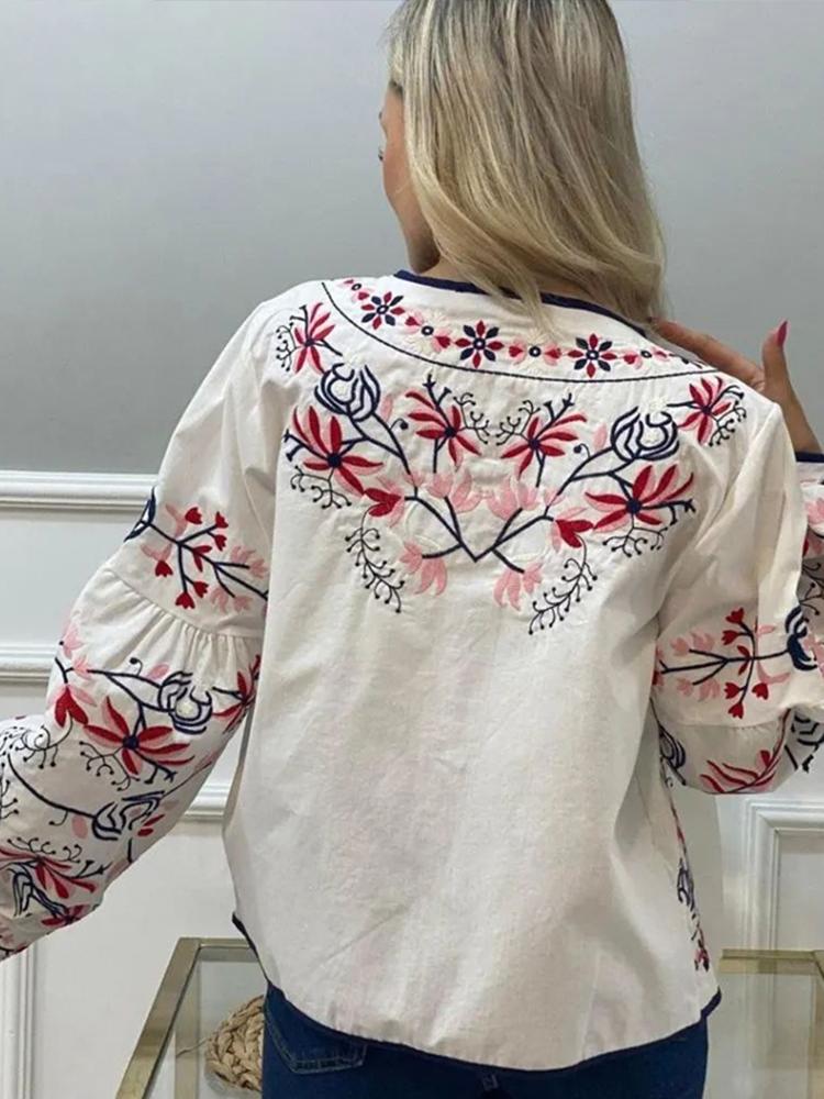 Drucken Frauen Jacke O-Ausschnitt lange Laterne Ärmel dünne kurze Mantel weibliche Frühen Herbst Dame Outwear