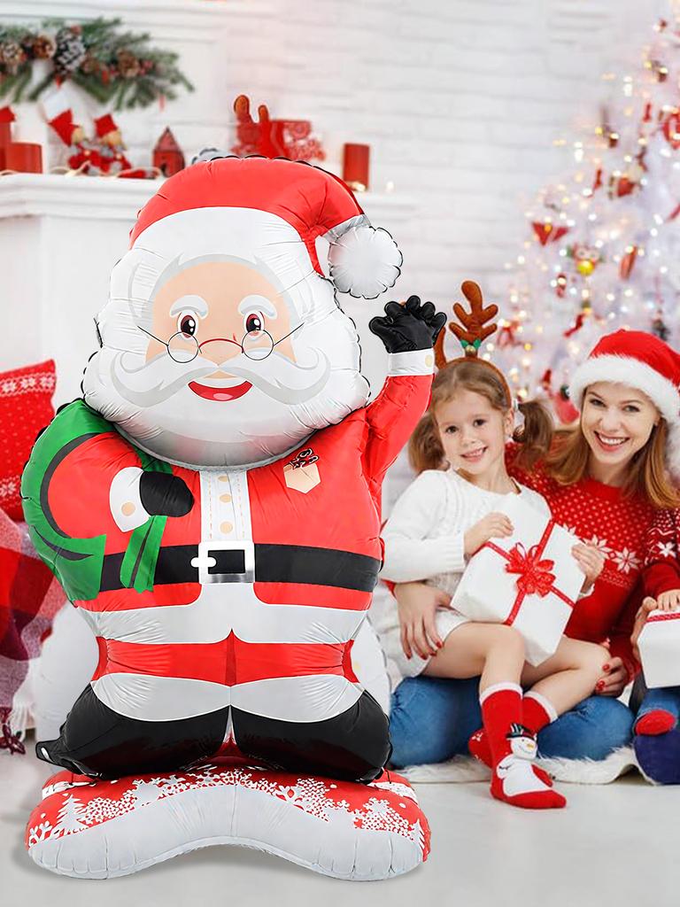 1pc Standing Santa Claus Foil Balloon For Christmas Theme Party, New Year Family Celebration Holiday Ornament