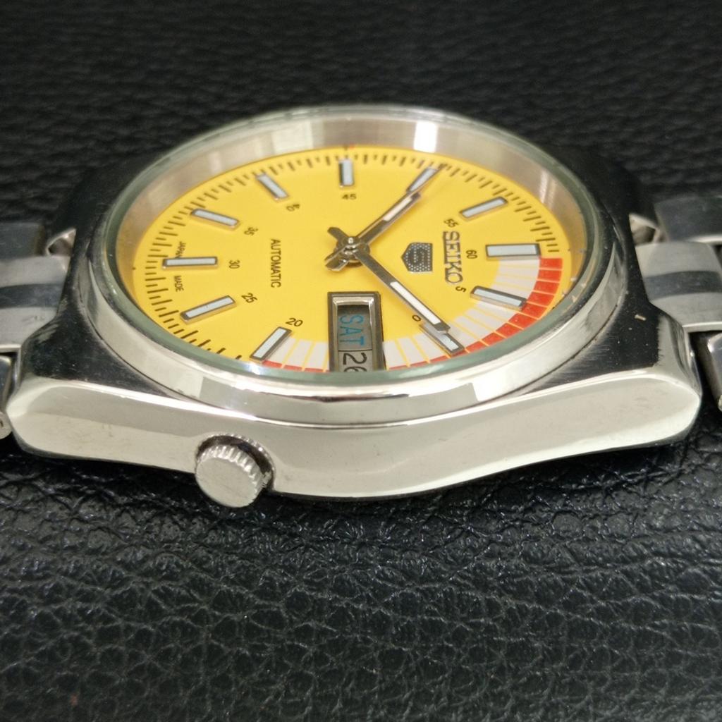 GENUINE VINTAGE SEIKO 5 AUTOMATIC 7009A JAPAN MENS YELLOW DIAL WATCH A708799-1