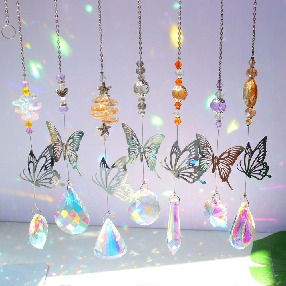 7Pcs Rotating Animal Butterfly Prism Ball Pendant Coloured Light Collection Pendant  Scenic Spot