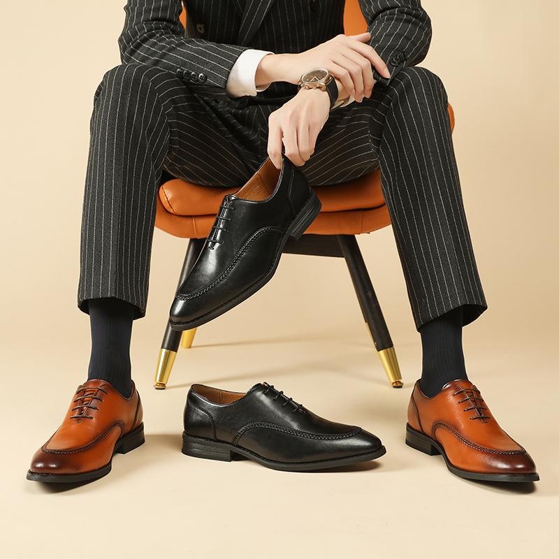 2024 High Quality Pointed Toe Oxfords Leather Men Shoes 2024 Lace Up Casual Formal Business Male Dress Shoes Wedding Party Plus 47
