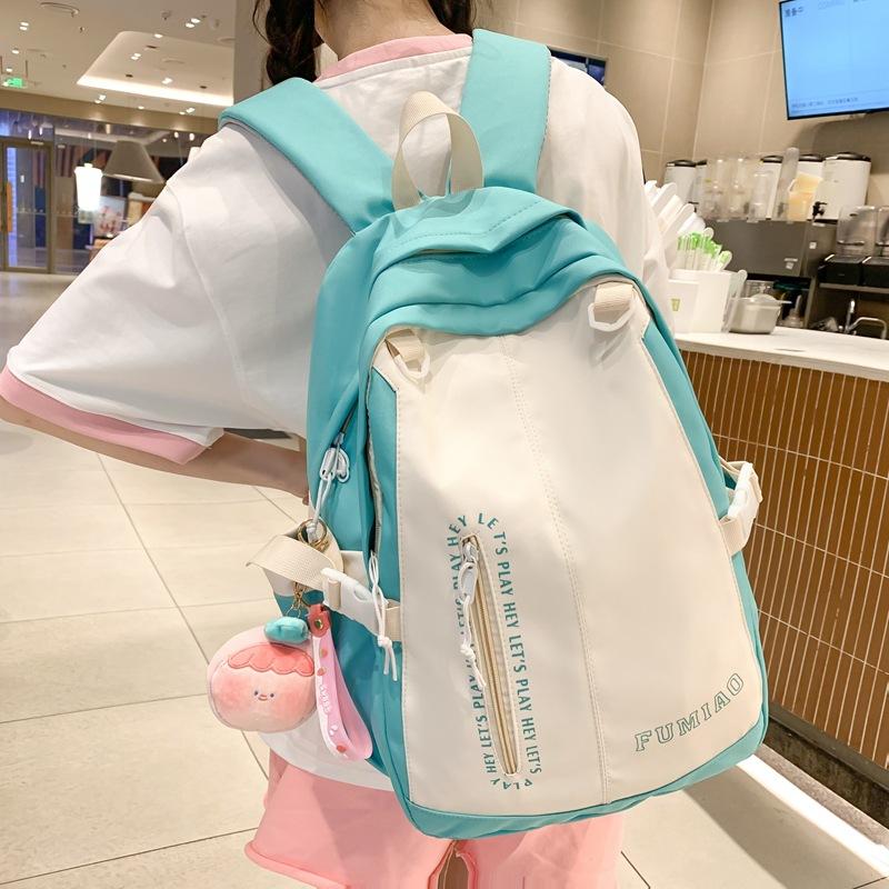 Mori girl heart junior high school student schoolbag female new Korean version ins sweet contrasting color high school student simple backpack