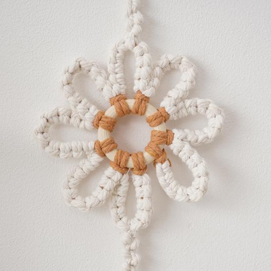 Nordic Handmade Sunflower Tassel Wall Hanging Bohemian Cotton Rope Decoration for