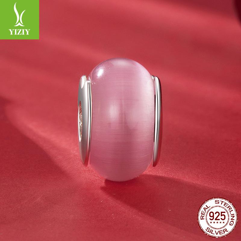 Heart Series Beaded Combination Diy Bracelet Accessories 925 Silver Light Luxury Jewelry Pink Valentine'S Day Gift