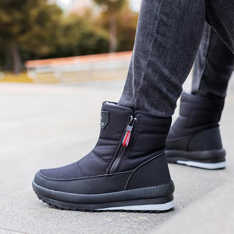 Fashion New Men Winter Snow Boots Male Fur Ankle Boots Men Shoes Warm Plush Men Outdoor Work Shoes Waterproof Winter Boots Plus Size 47