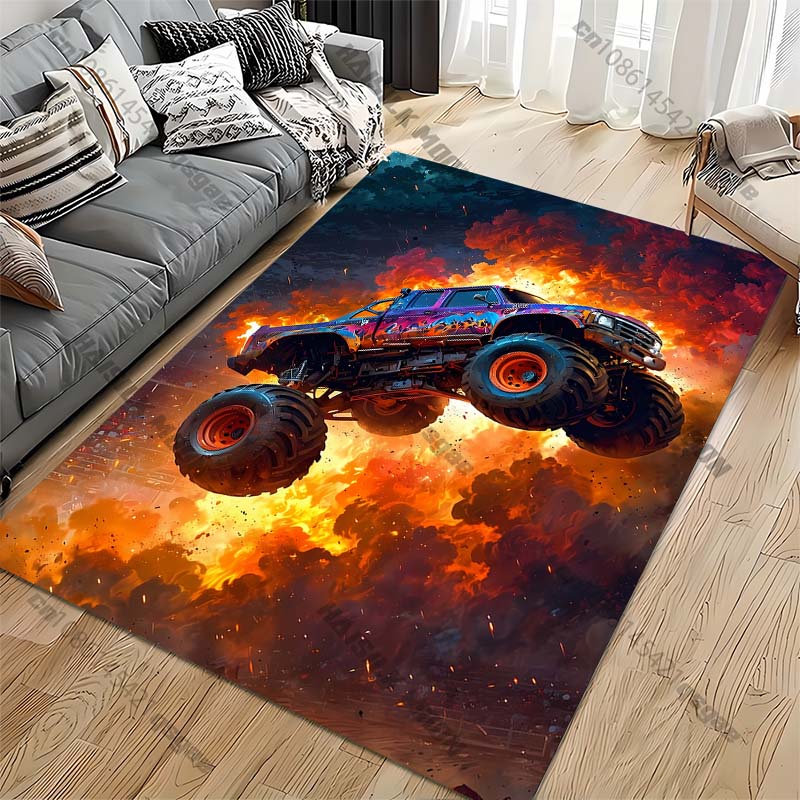 Truck Monster Dinosaur Pattern Living Room Bedroom Carpet Bedside Bathroom Floor Mat 15 Size Area Rug Kid's Room Home Decor