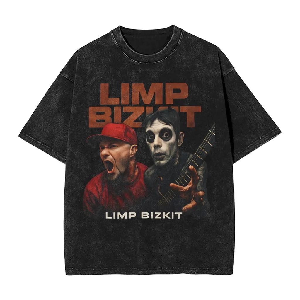 Hot Sale Rap Metal Band Limp Bizkit Graphic Print TShirt Unisex Women Retro Washed Cotton Oversized Streetwear Fashion Summer Tee